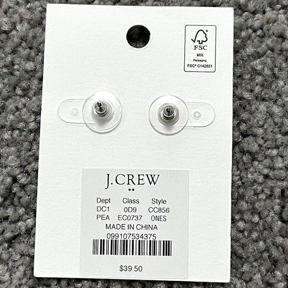 J Crew Factory emerald cut clear crystal stone stud earrings - Picture 4 of 7